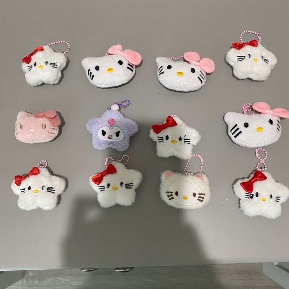 Cute Character Plush Keychains Set (10 pieces)